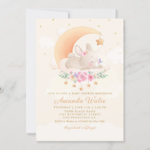 Modern Boho Watercolor Bunny Baby Shower Invitation
