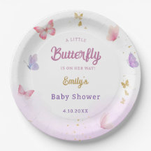 Modern Boho Watercolor Butterfly Girl Baby Shower