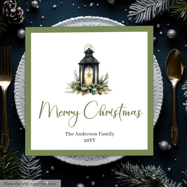 Modern Boho Watercolor Christmas Lantern Napkins (Modern Boho Watercolor Christmas Lantern Napkins)