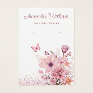 Modern boho watercolor floral earring display card