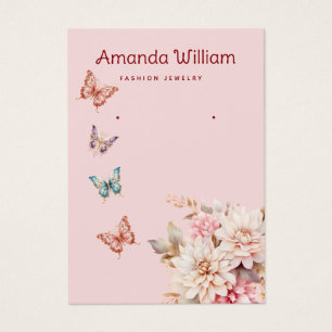 Modern Boho watercolor floral earring display card