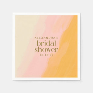 Modern Boho Watercolor Pink Yellow Bridal Shower Napkin