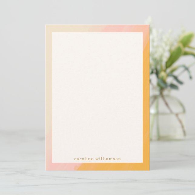 Modern Boho Watercolor Pink Yellow Personalised Card (Standing Front)