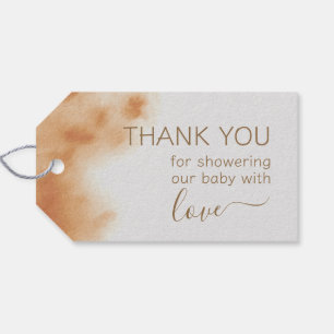Modern Boho Watercolor Tie Dye Baby Shower Beige Gift Tags