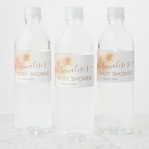 Modern Boho Watercolor Tie Dye Baby Shower Beige Water Bottle Label