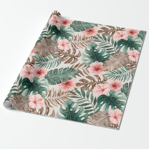 Modern Boho Watercolor Tropical Floral  Wrapping Paper