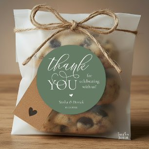 Modern Boho Wedding Cute Heart Thank You Gifts  Classic Round Sticker