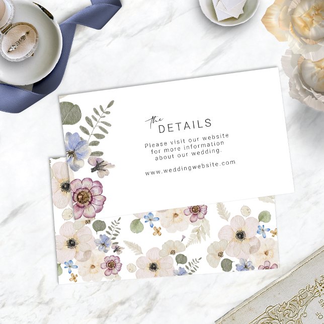 Modern Boho Wedding Details Card (Modern Boho Floral Watercolor Wedding Details Card by Painted Paperie
)
