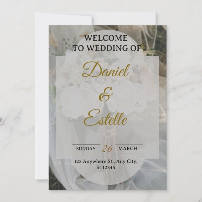 Modern Boho Wedding Invitation | Elegant Beige Flo (Front)