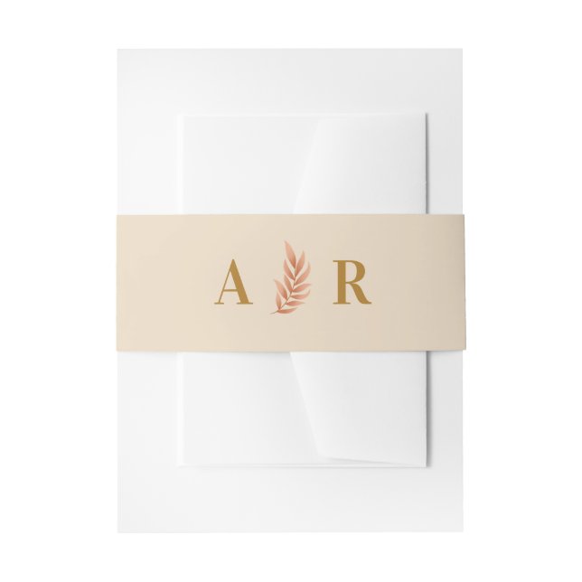 Modern Boho Wedding Invitation Monogram Invitation Belly Band (Front Example)