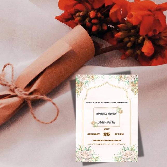 Modern Boho Wedding Invitation, Neutral Earth Tone Invitation (Creator Uploaded)
