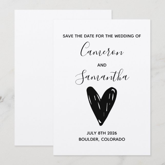 Modern boho wedding save the date (Front/Back)