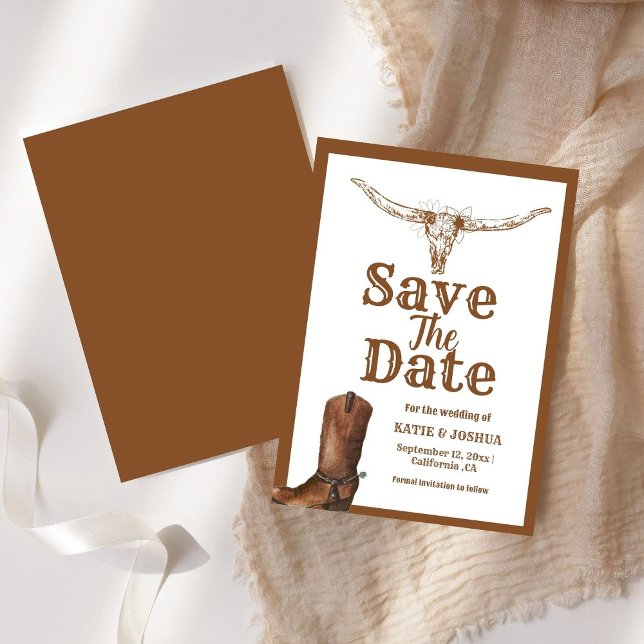 Modern Boho Western Cowboy Wedding Save the date  Invitation (Creator Uploaded)
