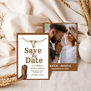 Modern Boho Western Cowboy Wedding Save the date  Invitation