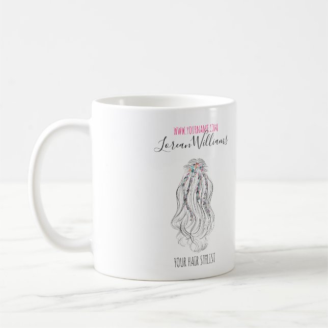 Modern Boho Wildflower Bridal Hair Stylist Floral  Coffee Mug (Left)