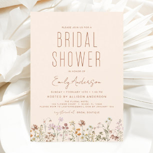 Modern Boho Wildflower Bridal Shower Elegant Invitation