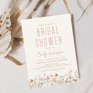 Modern Boho Wildflower Bridal Shower Elegant Invitation