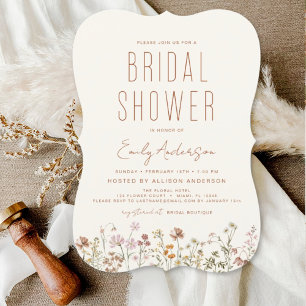 Modern Boho Wildflower Bridal Shower Elegant Invitation