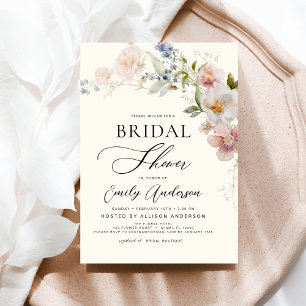 Modern Boho Wildflower Bridal Shower Elegant Invitation