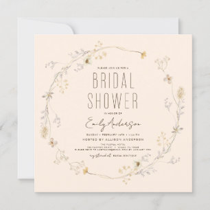 Modern Boho Wildflower Bridal Shower Elegant Invitation