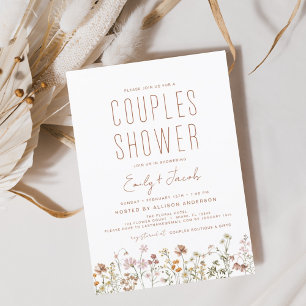 Modern Boho Wildflower Couples Shower Elegant Invitation