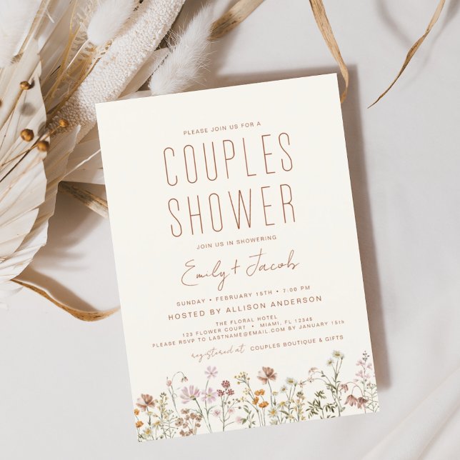 Modern Boho Wildflower Couples Shower Invitation (Creator Uploaded)