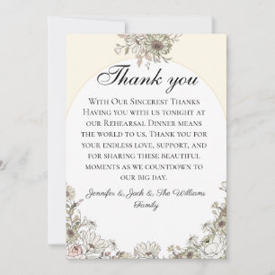 Modern Boho Wildflower Line Art Earthy Wedding Thank You Card