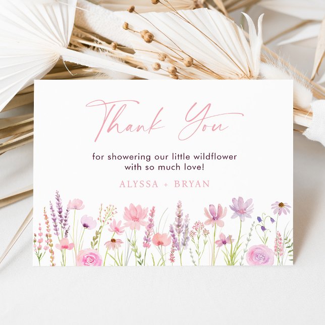 Modern Boho Wildflower Meadow Baby Shower Thank You Card (Creator Uploaded)