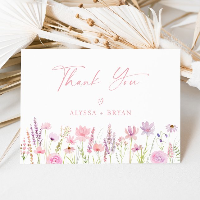 Modern Boho Wildflower Script Bridal Shower Thank You Card (Creator Uploaded)