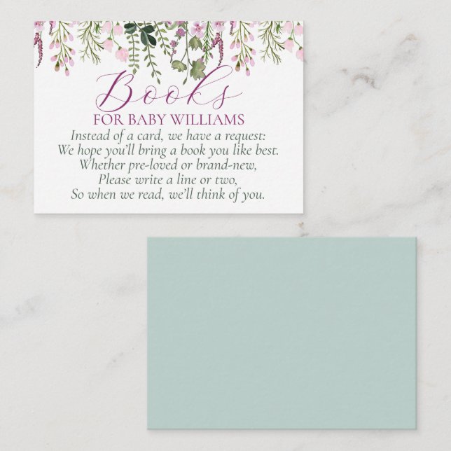 Modern Boho Wildflowers Baby Shower Books for Baby Enclosure Card (Front/Back)