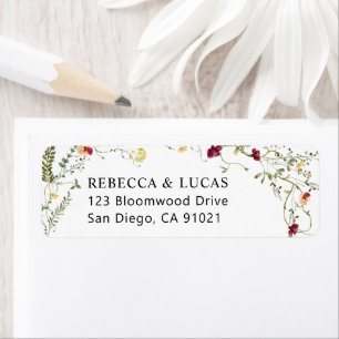 Modern Boho Wildflowers Greenery Return Address 