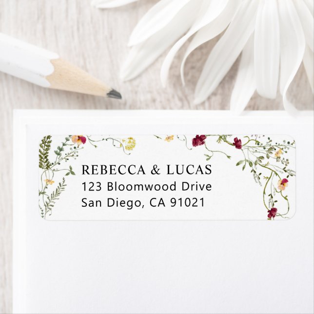 Modern Boho Wildflowers Greenery Return Address  (Insitu)