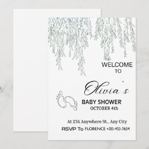 Modern Boho Willow Baby Shower Invitation Minima