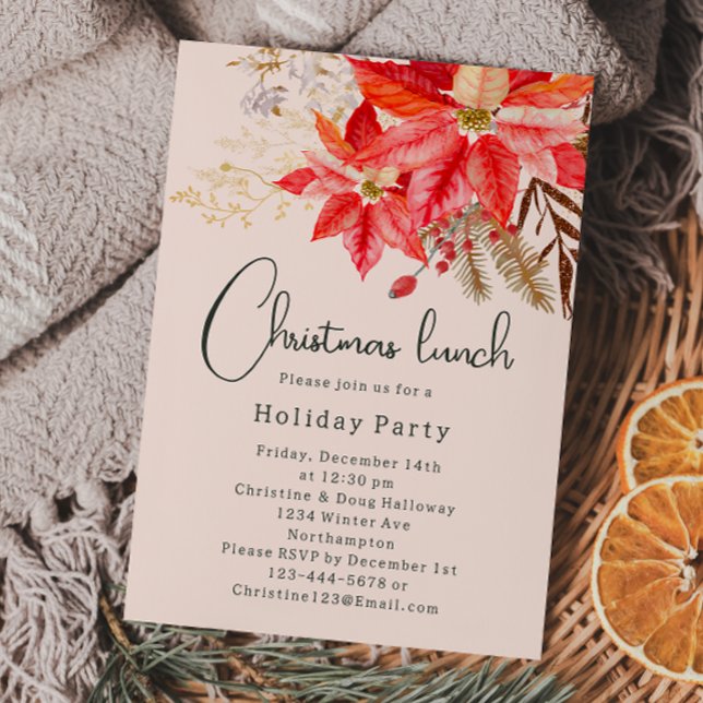 Modern Boho Winter Floral Christmas Lunch Invitation (Creator Uploaded)