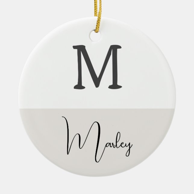 Modern Boho With Name Christmas Ceramic Tree Decoration (Front)