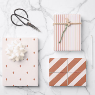 Modern Boho Wrapping Paper 3 Pack Rust Neutral