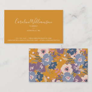 Modern Boho Yellow Botanical Floral Florist Business Card
