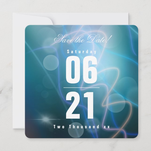 Modern Bokeh Blue Background Wedding (Front)