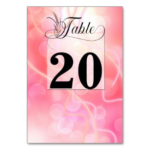 Modern Bokeh Candy Cotton Pink with Typography Table Number