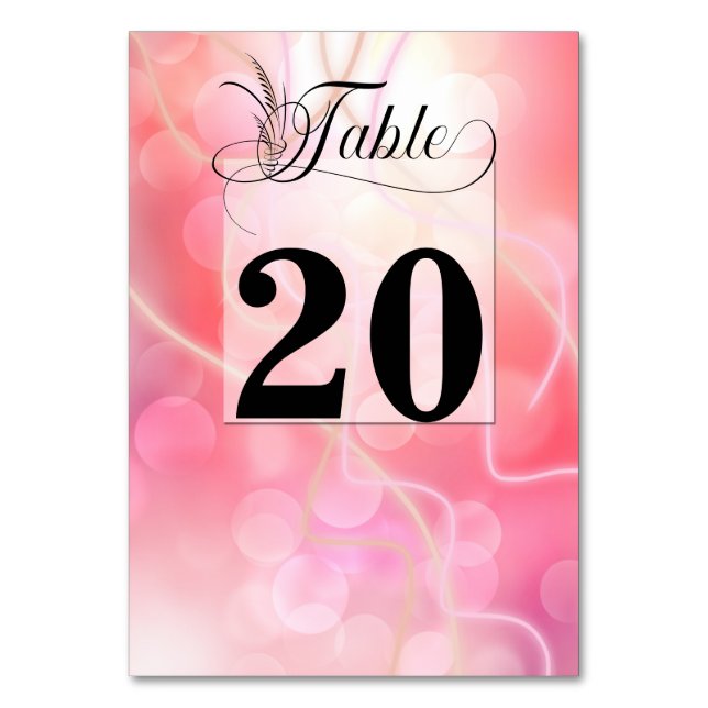Modern Bokeh Candy Cotton Pink with Typography Table Number (Front)