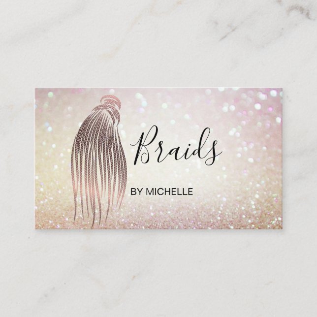 Modern Bokeh Hair Braider, hair Salon for Braids B Business Card (Front)