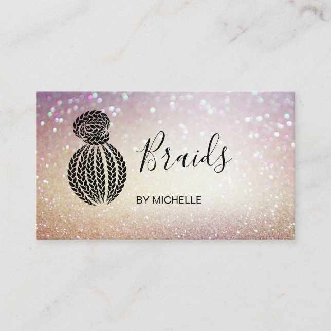 Modern Bokeh Hair Braider, hair Salon for Braids Business Card (Front)