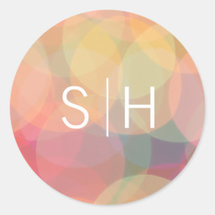 Modern Bokeh Lights Wedding Monogram Classic Round Sticker