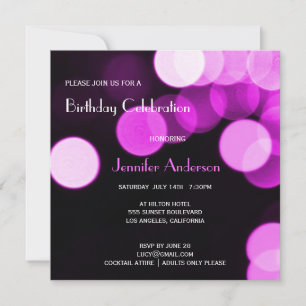 Modern Bokeh Pink Glitter & Glamour Birthday Party Invitation