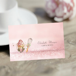 Modern Bokeh Watercolor Cupcake Rolling Pin Business Card