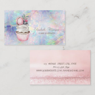  Modern Bokeh Watercolor Macaron Holographic,Opal Business Card