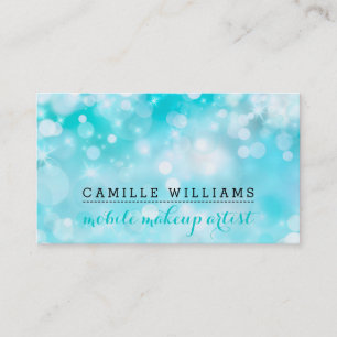 MODERN BOKEH whimsical fresh bright aqua blue Business Card