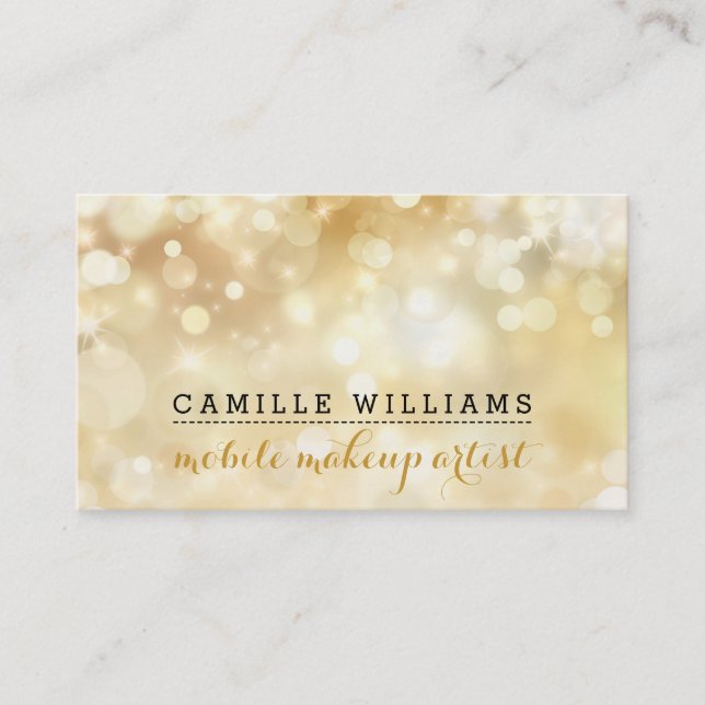 MODERN BOKEH whimsical stylish gold black Business Card (Front)