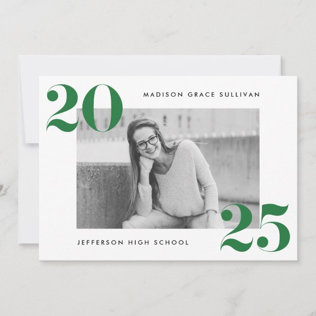 Modern Bold 2025 Green Photo Graduation Party Invitation (Front)
