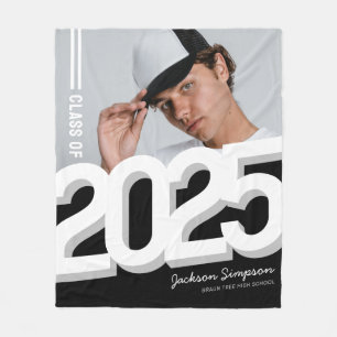 Modern Bold 2025 Photo Graduate Fleece Blanket